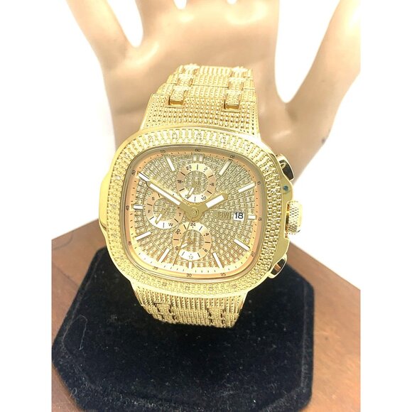 JBW Men's Watch J6380A Heist Diamond 0.20CTW Gold Tone Steel Quartz 45mm - Picture 1 of 14